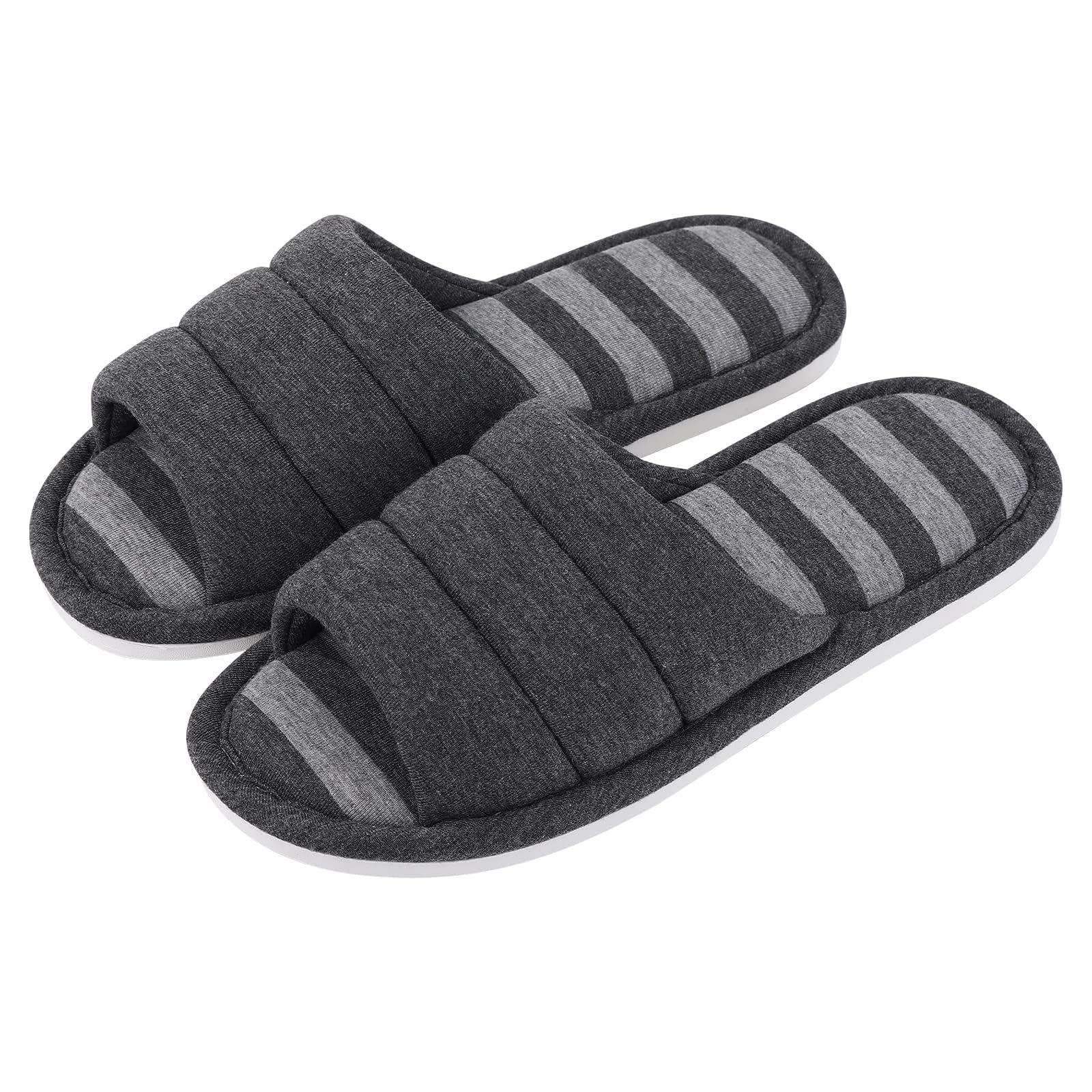 Men's Open Toe Slippers With Cotton Fabric Upper Pure Color