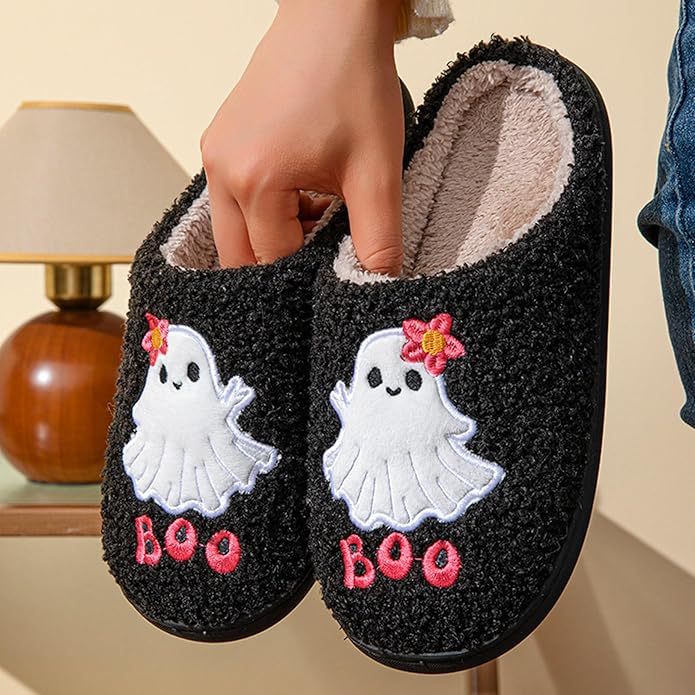 Home Winter Plush Warm Slippers Halloween Design