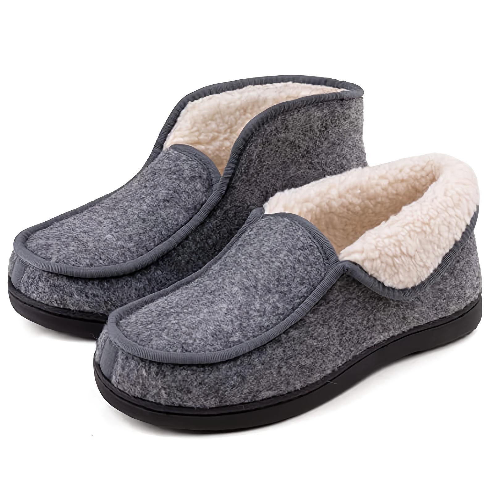Men's Warm Moccasins Shoes In Pure Color With Plush Inside High Collar