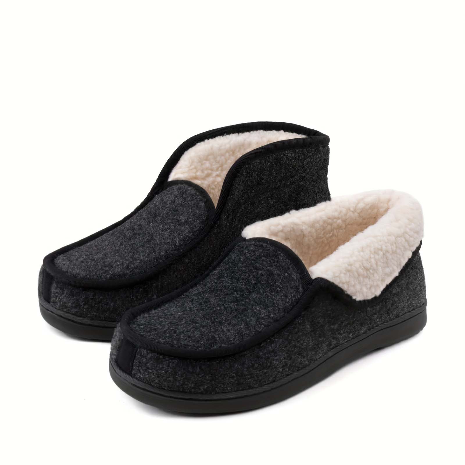 Men's Warm Moccasins Shoes In Pure Color With Plush Inside High Collar