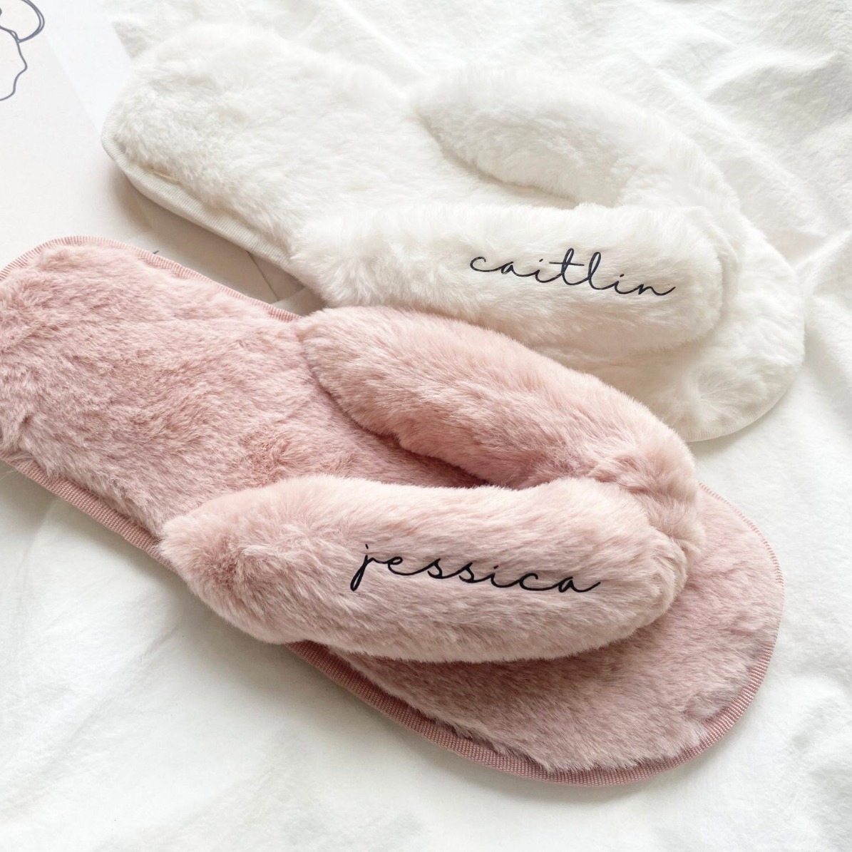Women's Flip Flops Open Toe Slippers With Cozy Plush Inside Pure Color