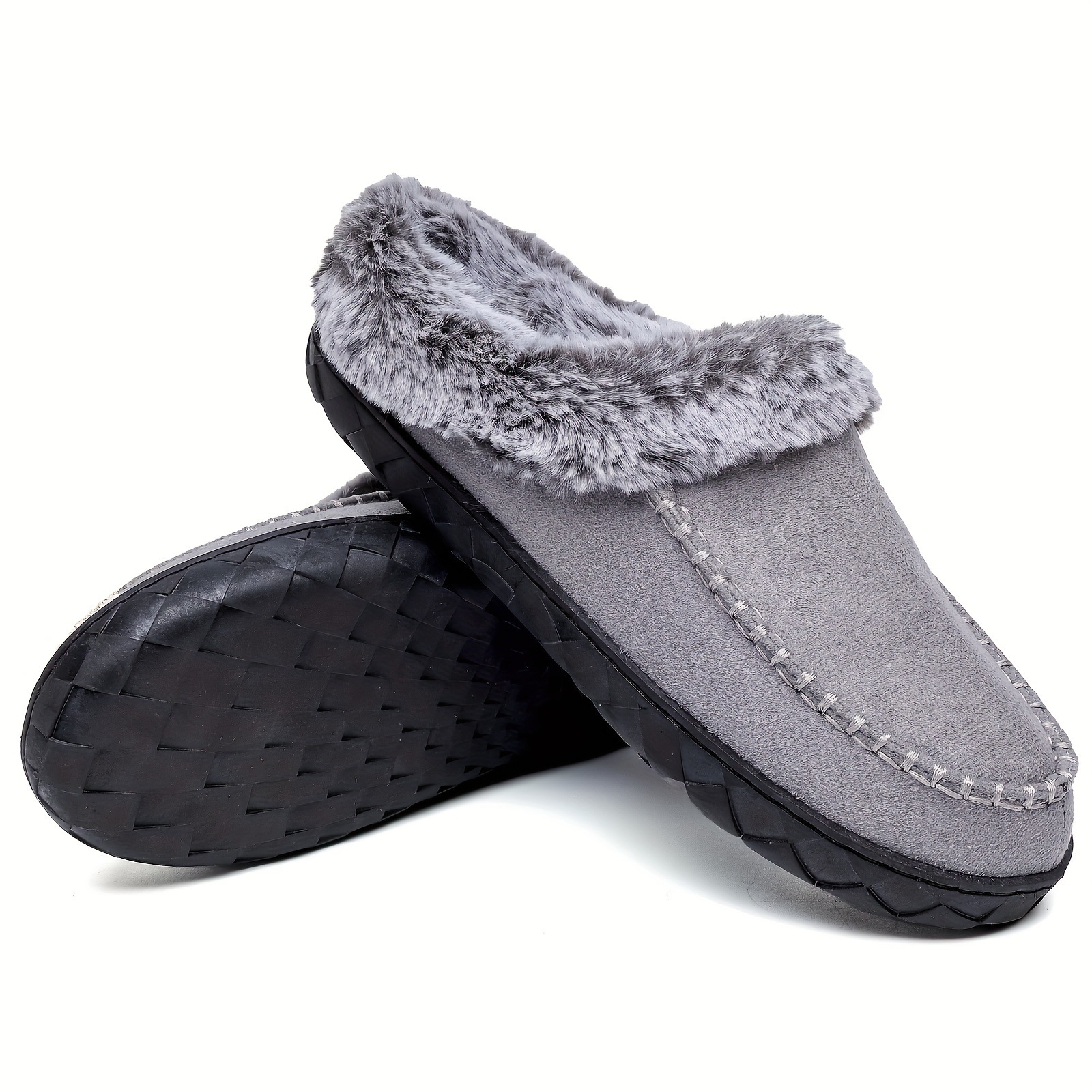 Men's Warm Slippers Moccasins Shoes Design With Plush Collar