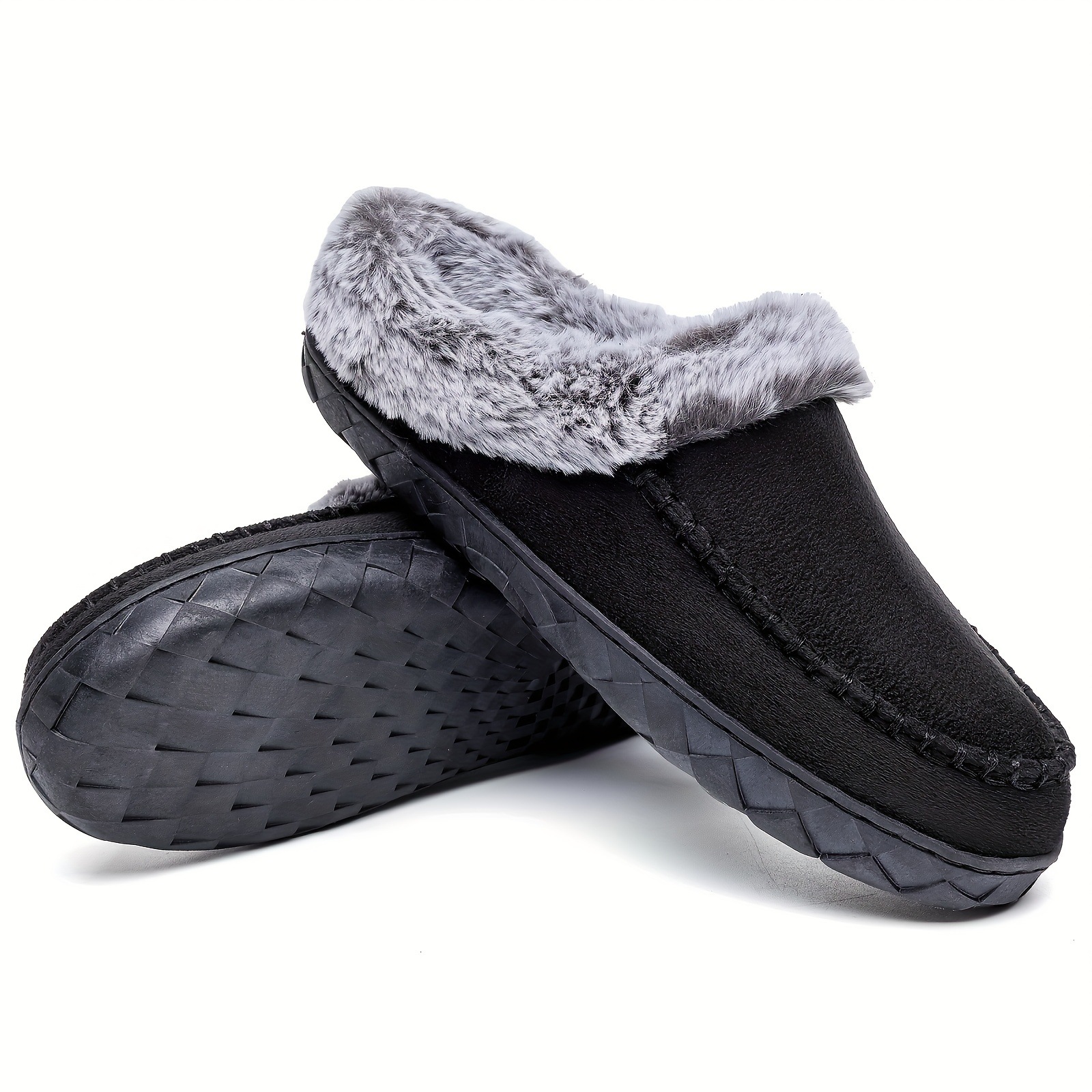 Men's Warm Slippers Moccasins Shoes Design With Plush Collar