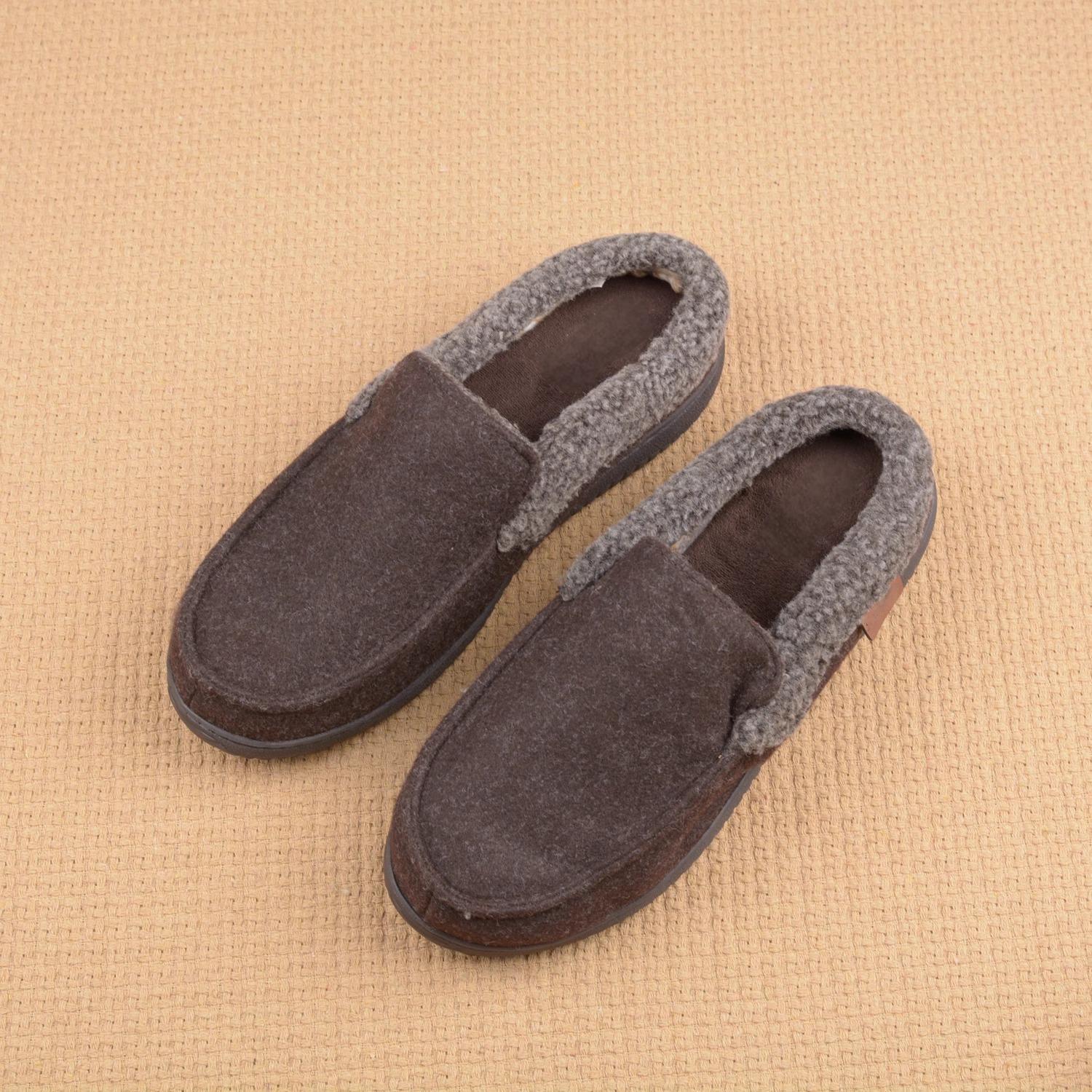 Men's Warm Moccasins Shoes In Pure Color With Plush Inside And Collar