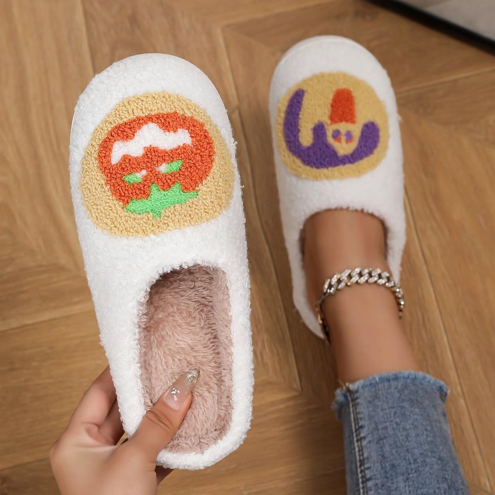 Home Winter Plush Warm Slippers Halloween Design