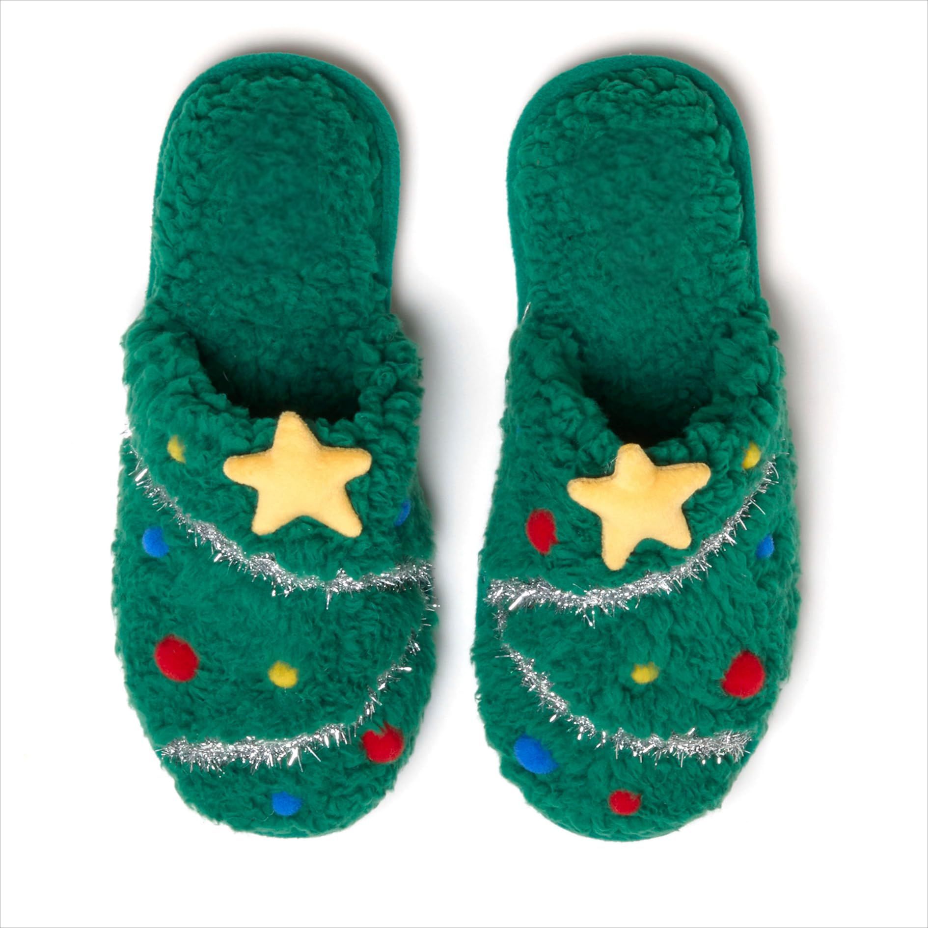 Christmas Warm Slippers With Xmas Elements Embroidery Plush Upper