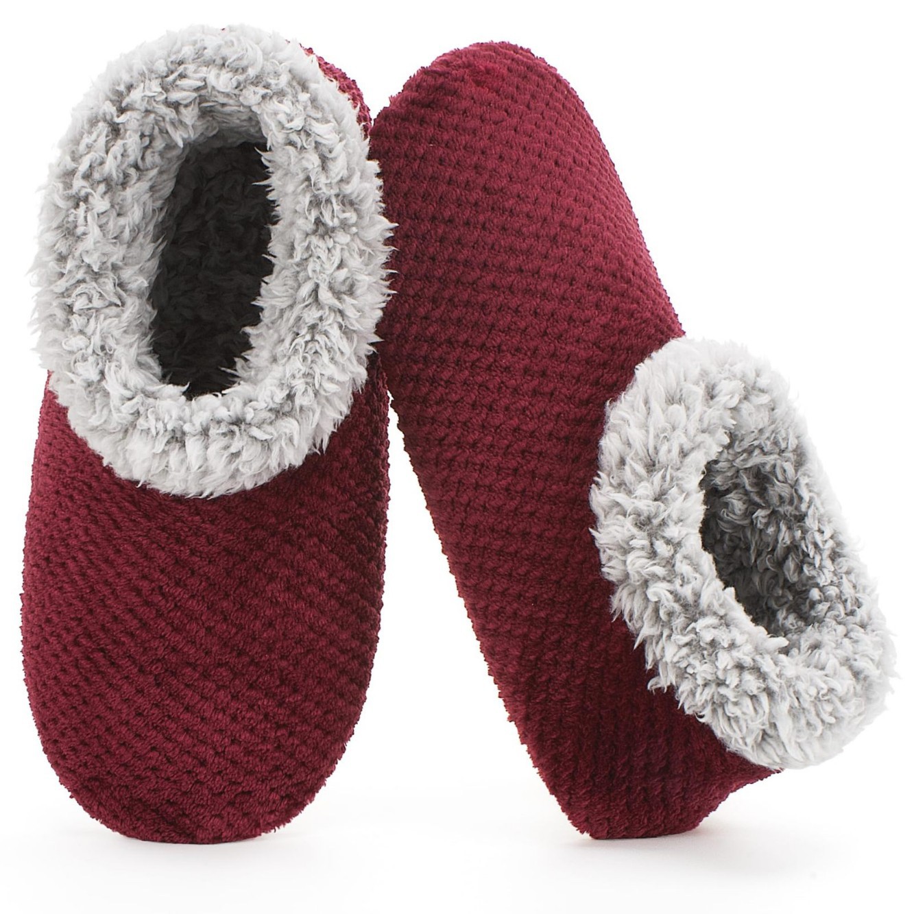 Women's Soft Quiet Warm Floor Slipper Shoes With Knitted Upper Plush Collar Machine Washable