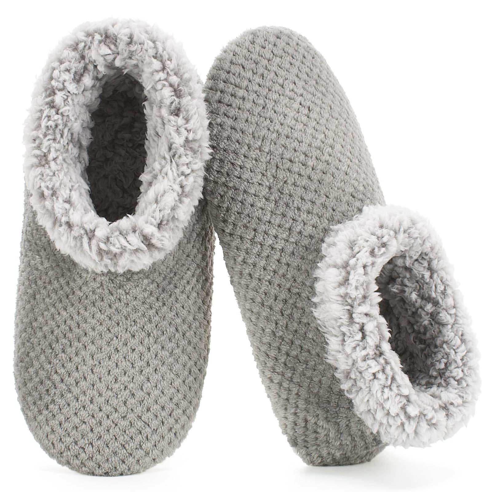 Men's Soft Quiet Warm Floor Slipper Shoes With Knitted Upper Plush Collar Machine Washable