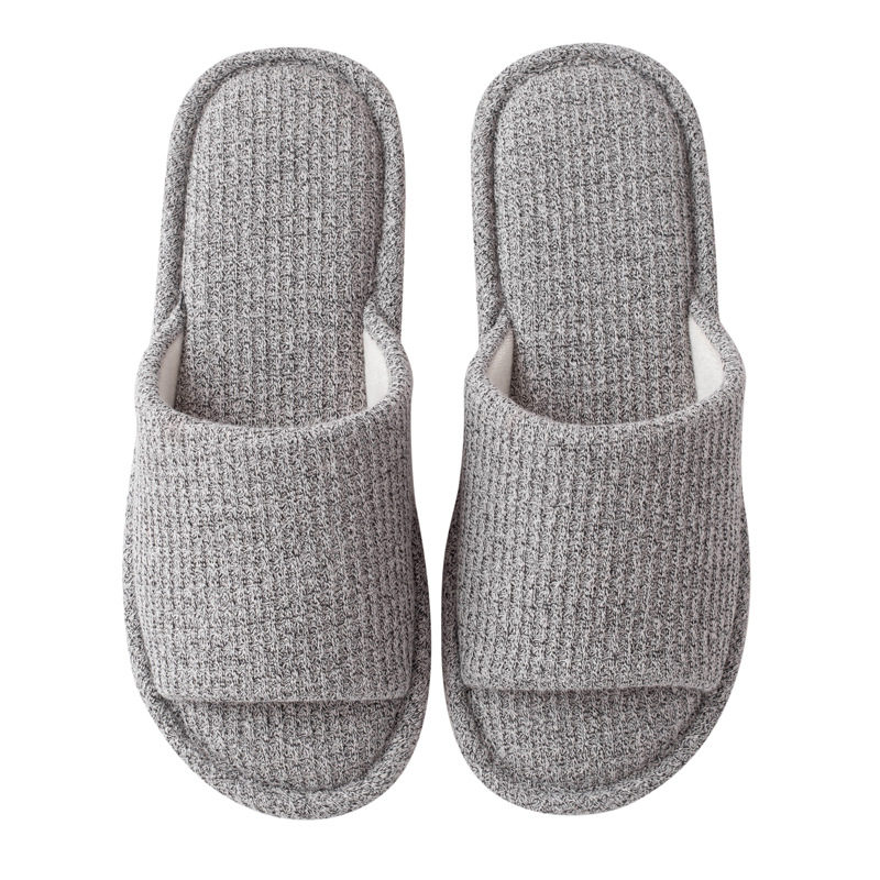 Men's Home Cotton Slippers With Waffle Upper Pure Color