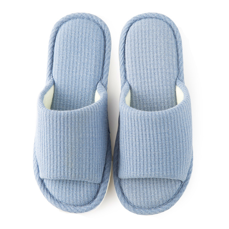 Men's Home Cotton Slippers With Waffle Upper Pure Color