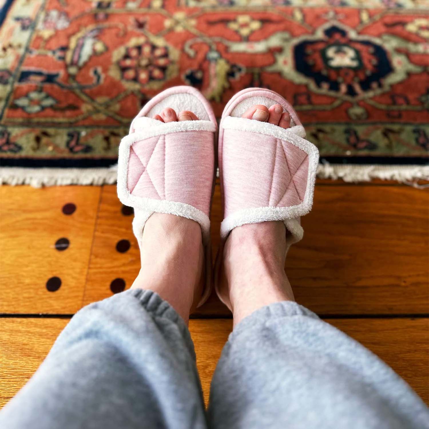 Women's Open Toe Slippers Velvet Upper In Pure Color Adjustable Design