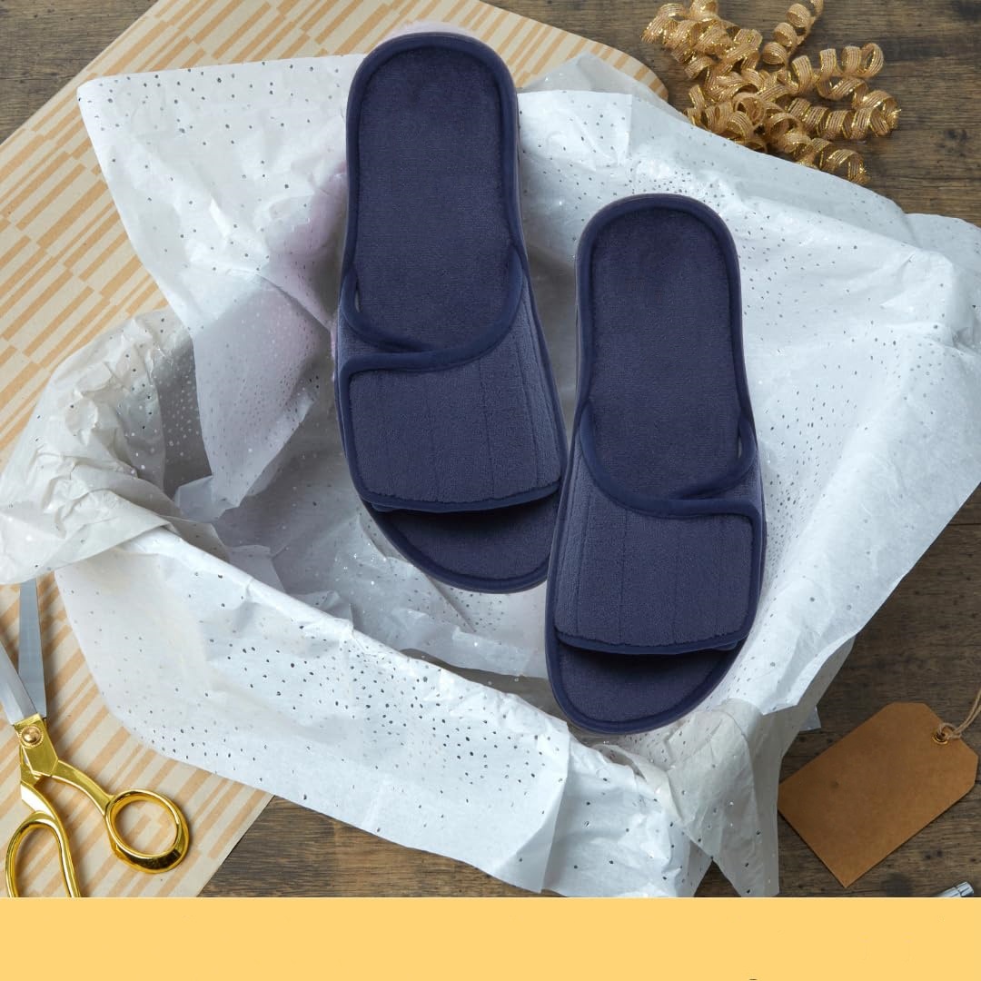 Men's Open Toe Slippers Velvet Upper In Pure Color Adjustable Design