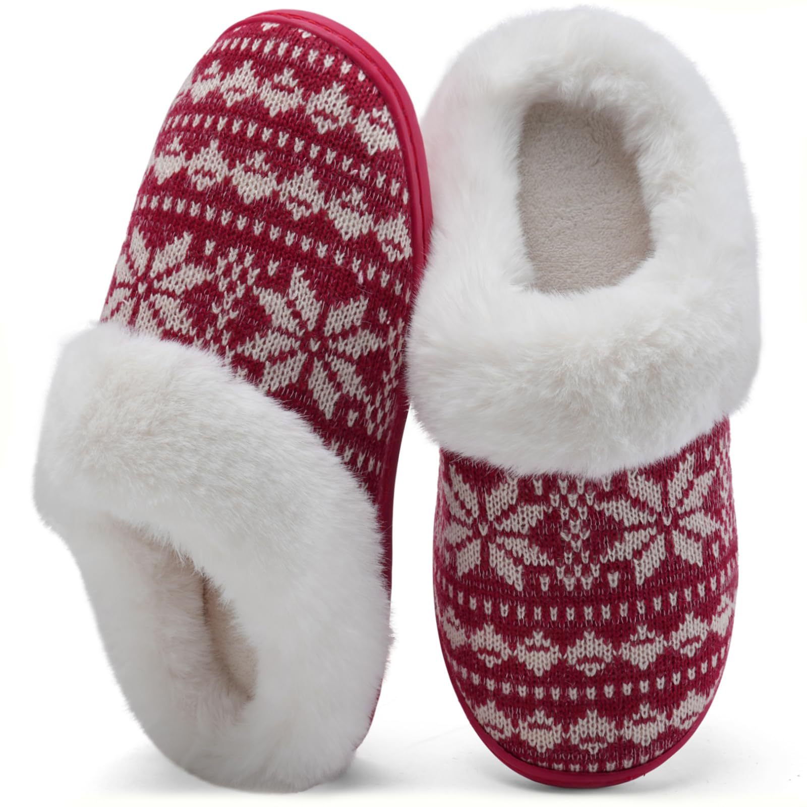 Winter Warm Slippers Christmas Design Upper Plush Inside With Plush Colla