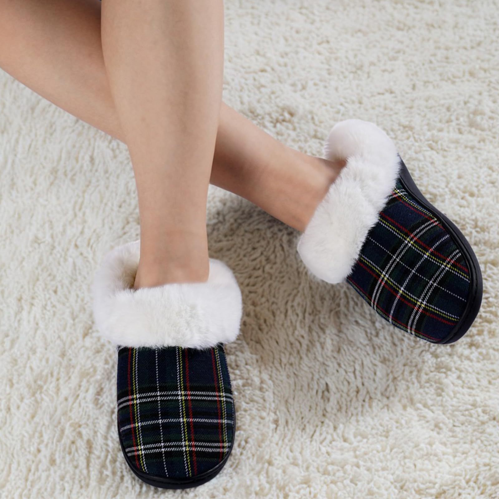 Men's Warm Slippers Retro style Upper Plush Inside With Plush Collar