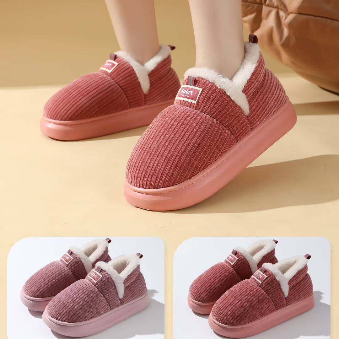 Women's Warm Shoes Cotton Slippers Fabric Upper With Plush Inner