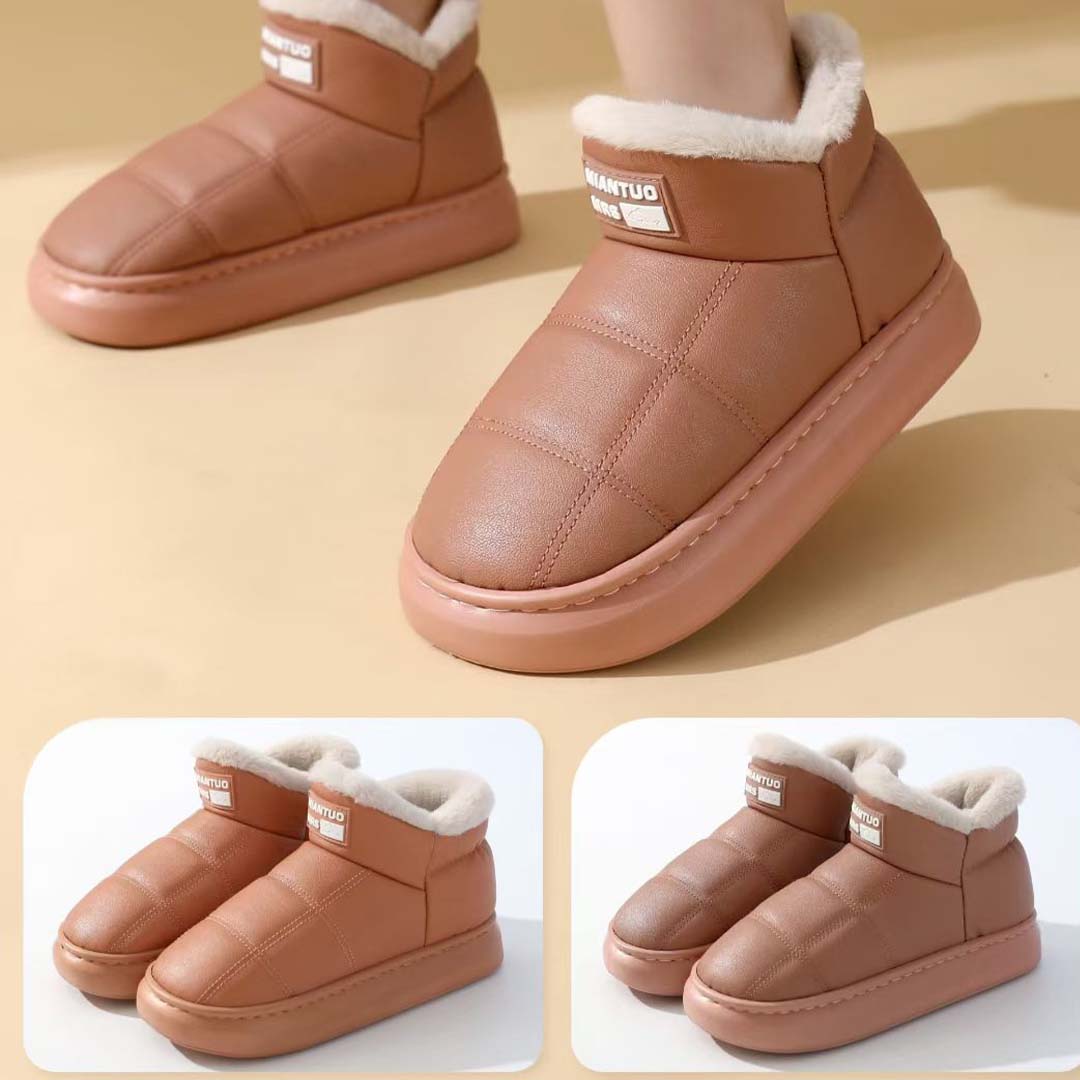 Women's Warm Shoes Winter Slippers PU Upper With Plush Inner