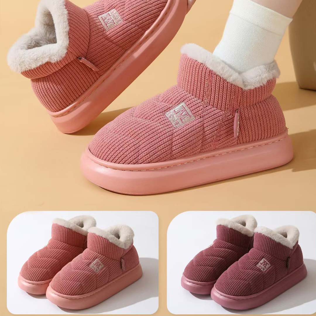 Women's Warm Shoes Winter Slippers Fabric Upper With Plush Inner