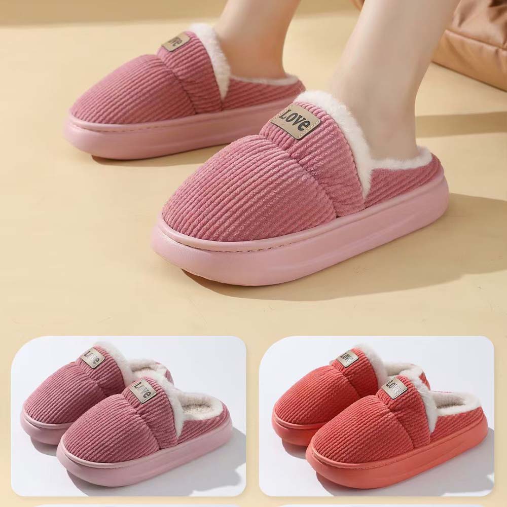 Women's Winter Slippers Fabric Upper With Plush Inner