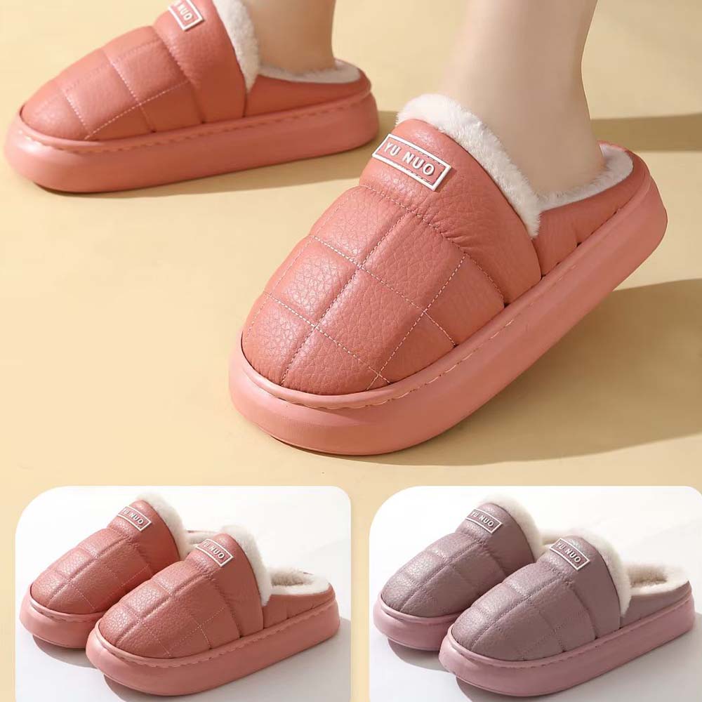 Women's Warm Slippers PU Upper With Plush Inner