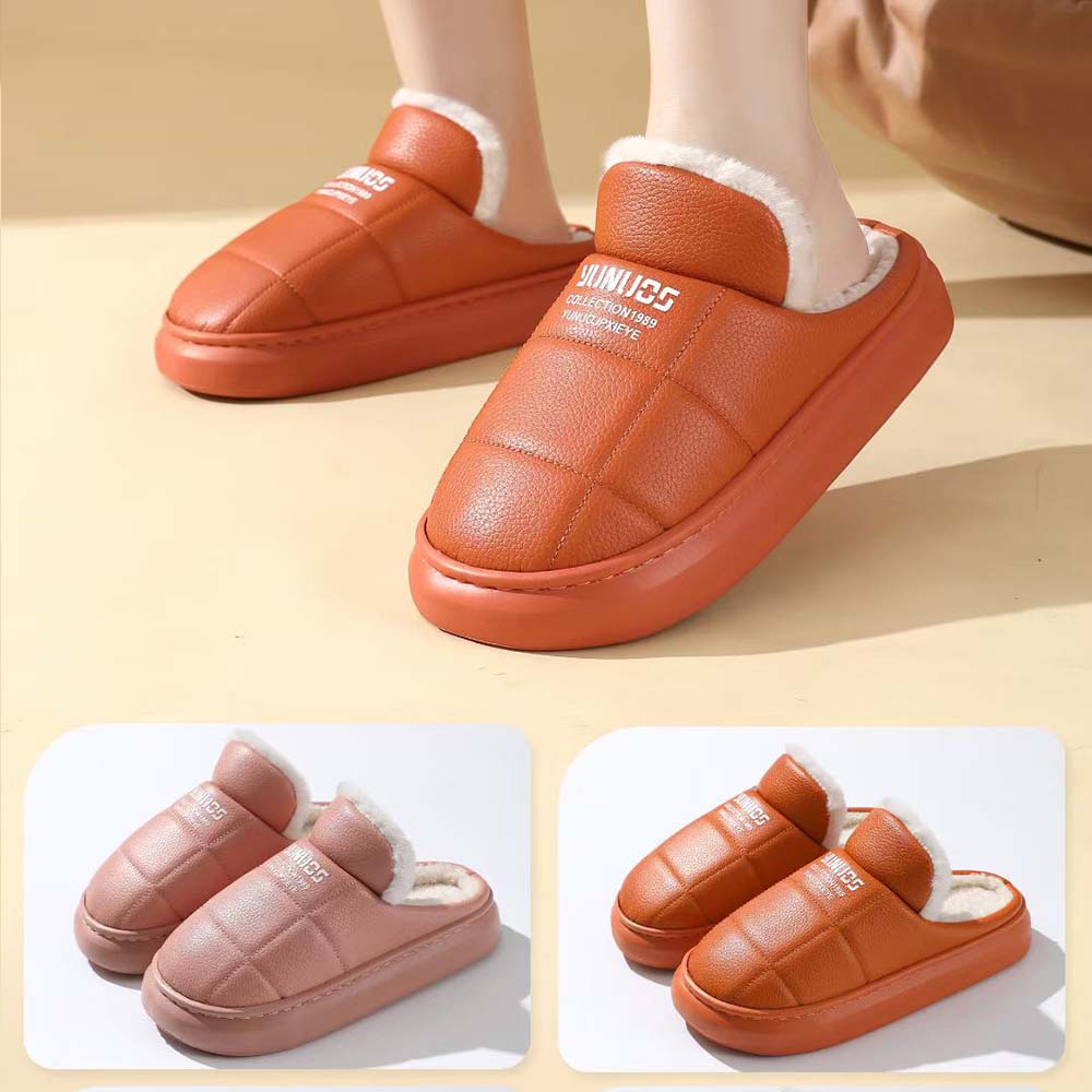 Women's Warm Slippers PU Upper With Plush Inner