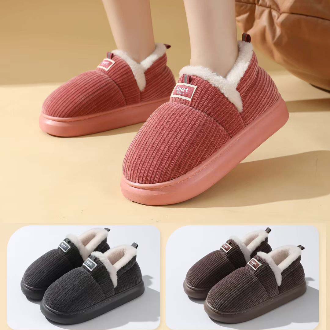 Men's Warm Shoes Winter Slippers Fabric Upper With Plush Inner