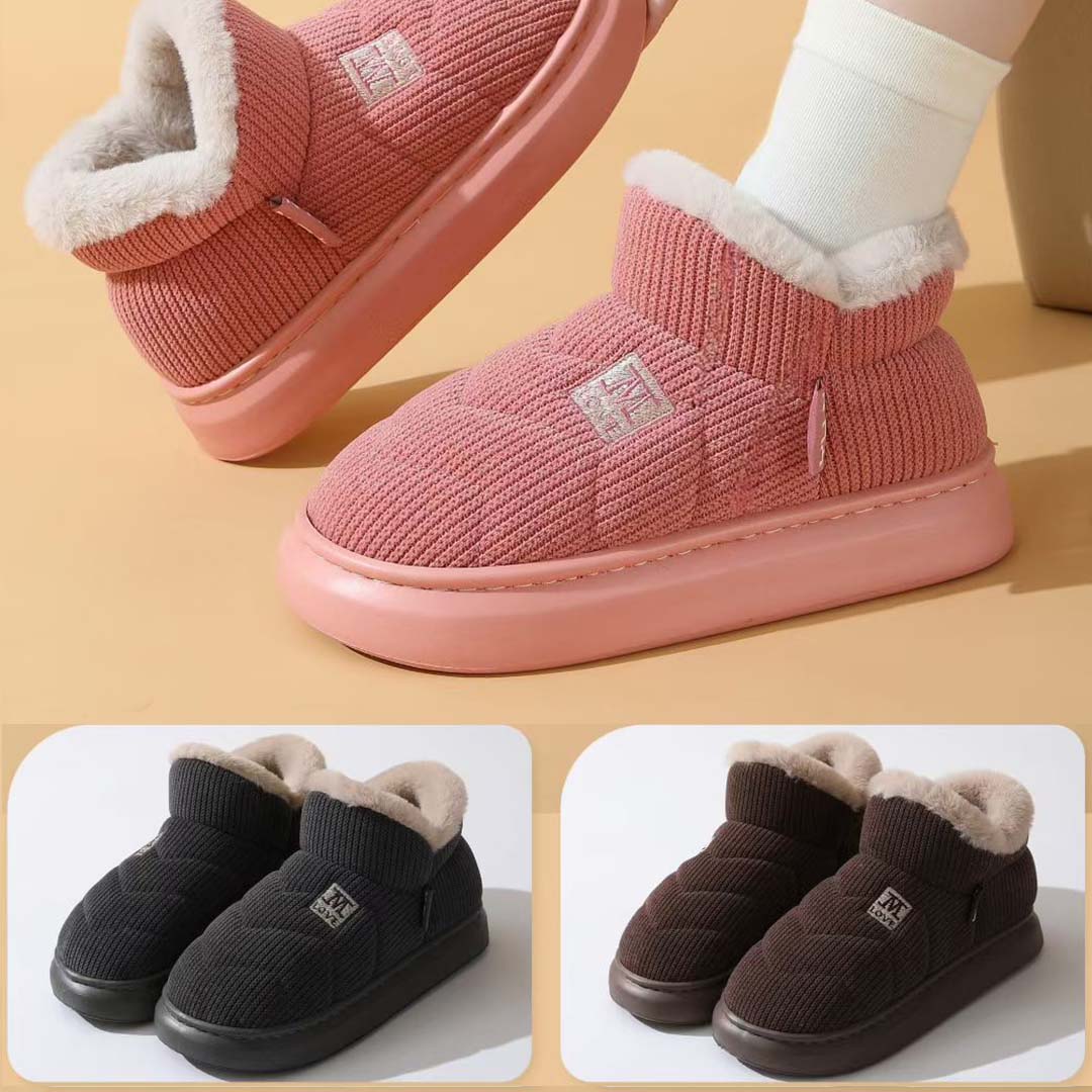 Men's Warm Shoes Winter Slippers Fabric Upper With Plush Inner