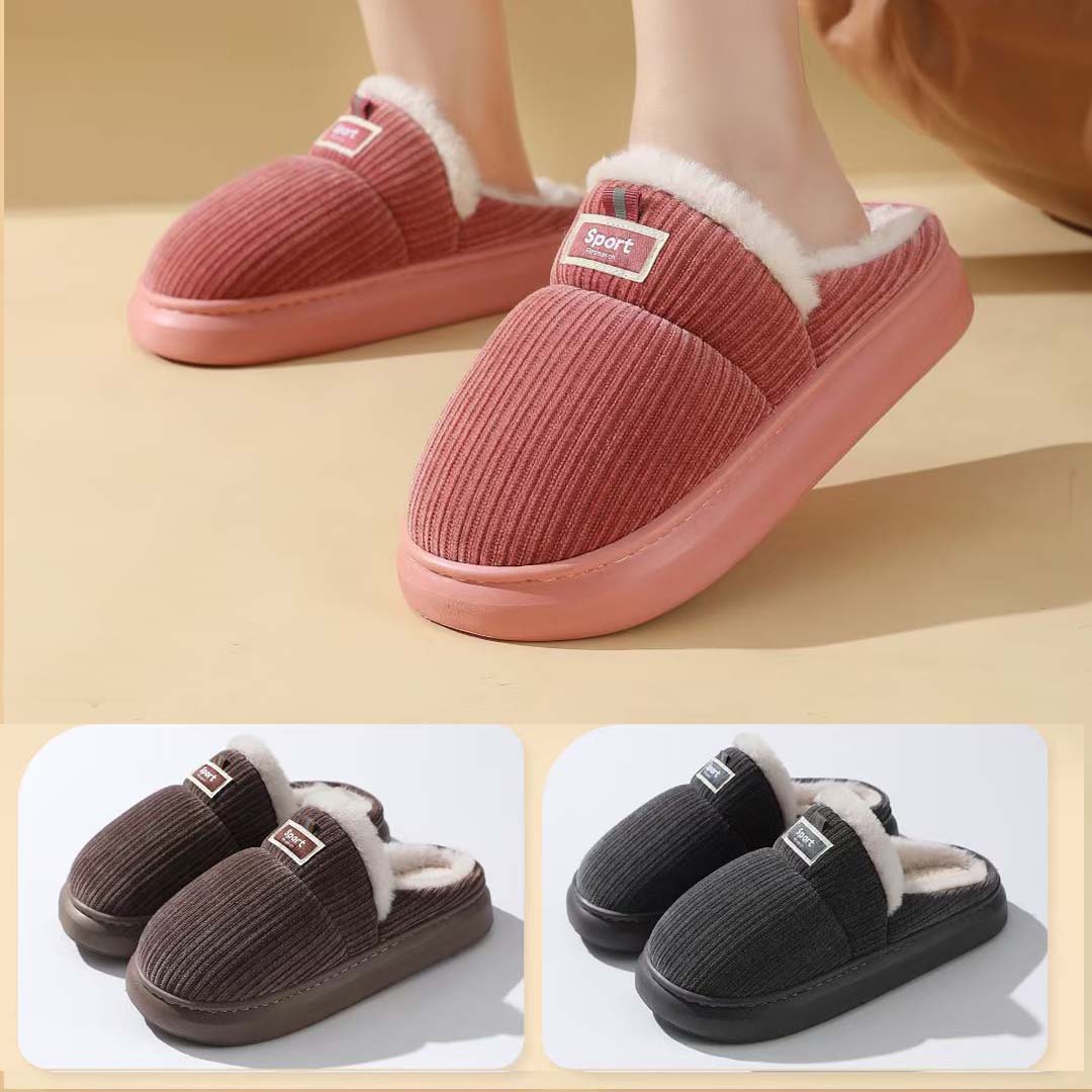 Men's Winter Slippers Fabric Upper With Plush Inner