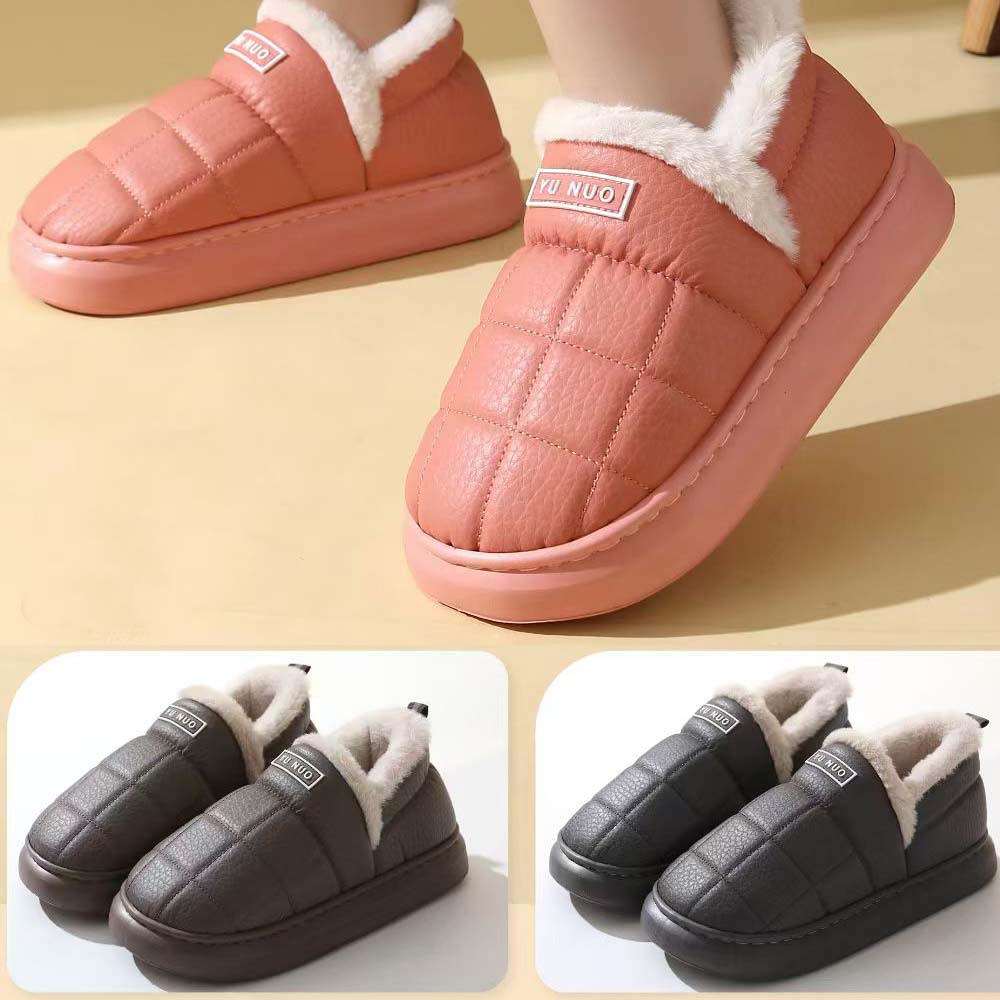 Men's Warm Shoes Winter Slippers PU Upper With Plush Inner