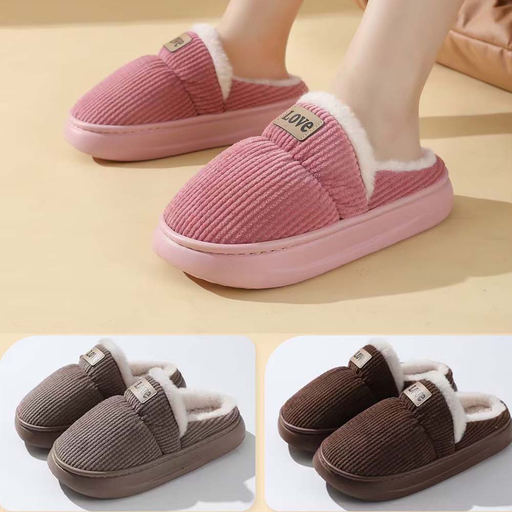 Men's Winter Slippers Fabric Upper With Plush Inner