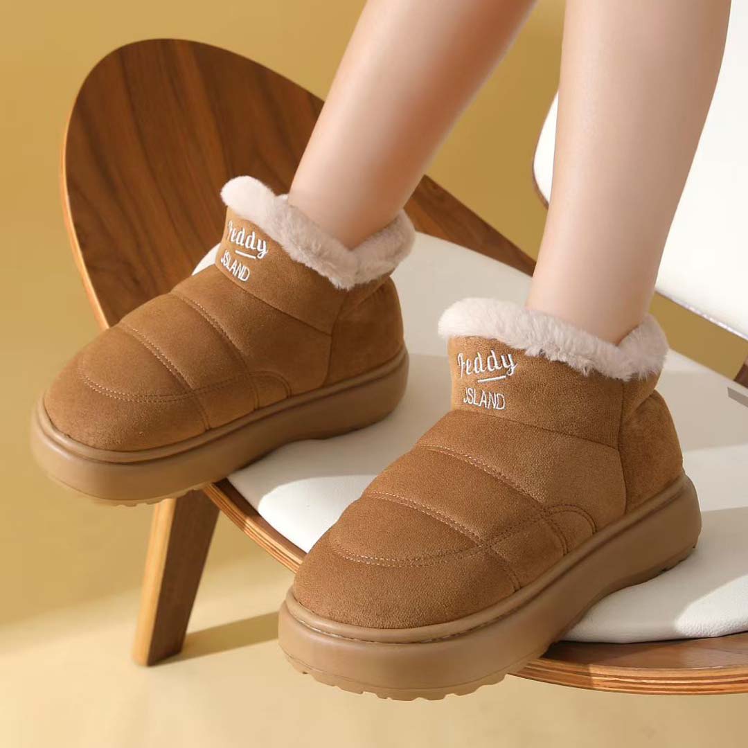 Women's Warm Shoes Winter Slippers Suede Upper With Plush Inner
