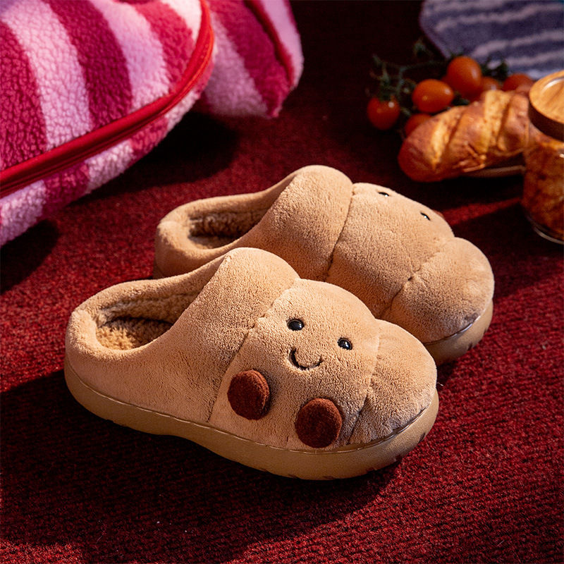 Fun Croissant Bread Cotton Slippers for Men and Women