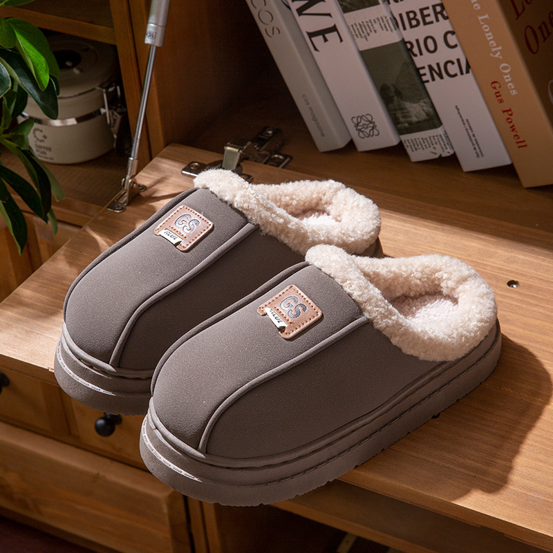 Fashion Men Fluffy Slippers With Thick Sole Anti-Slip and Warm Plush Inner For Winter