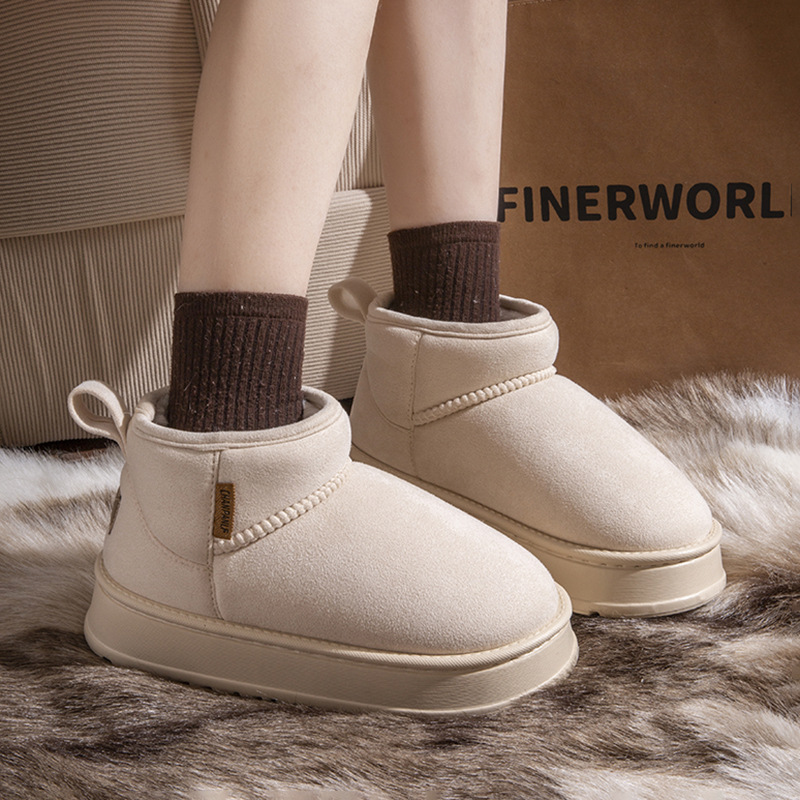 Plush Women Winter Warm Casual Cozy Snow Boot In Solid Color