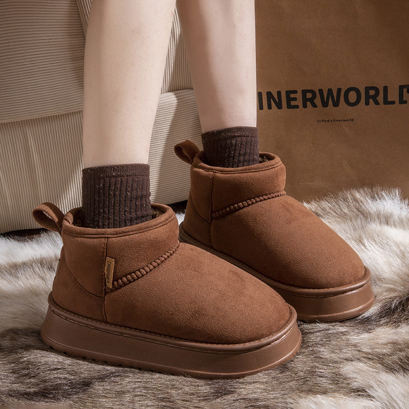 Solid Color Women Winter Warm Casual Cozy Snow Boot With Plush Inner