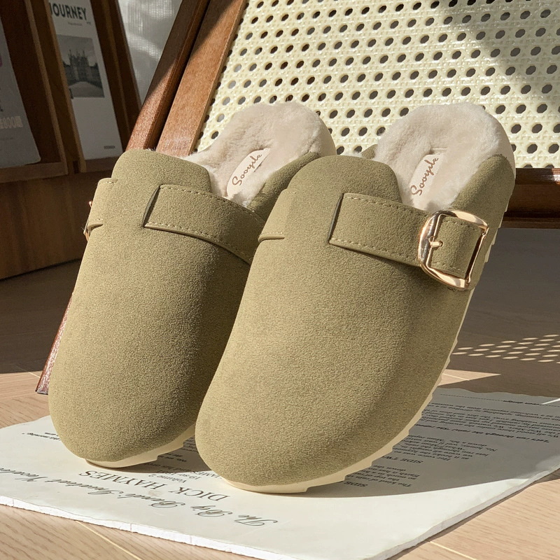 Birkenstock Suede Warm Slippers With Adjustment Strap Decoration