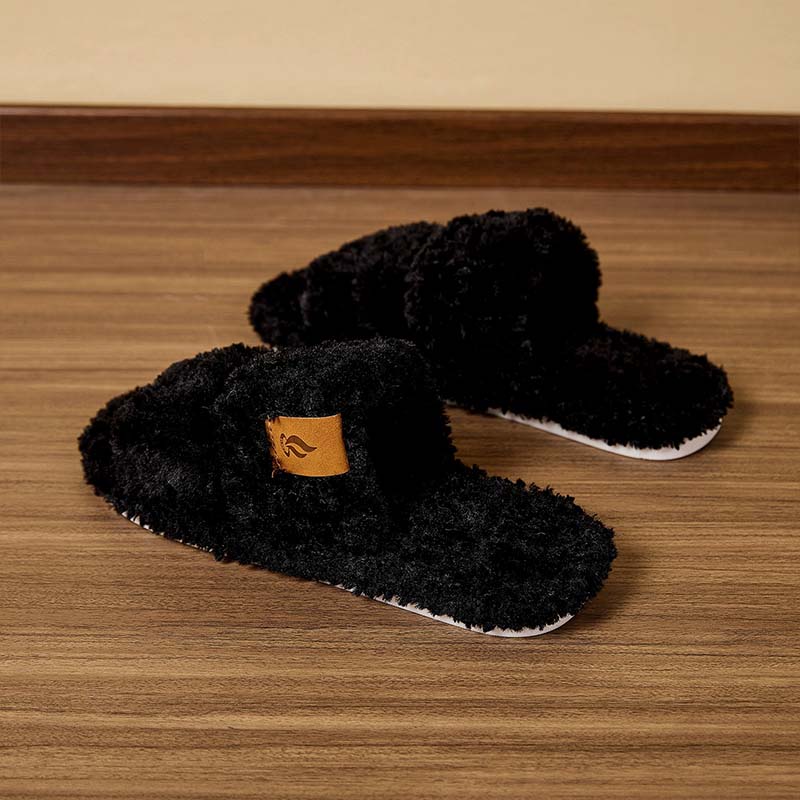 Pure Color Plush Men's Slippers With Sandal Style