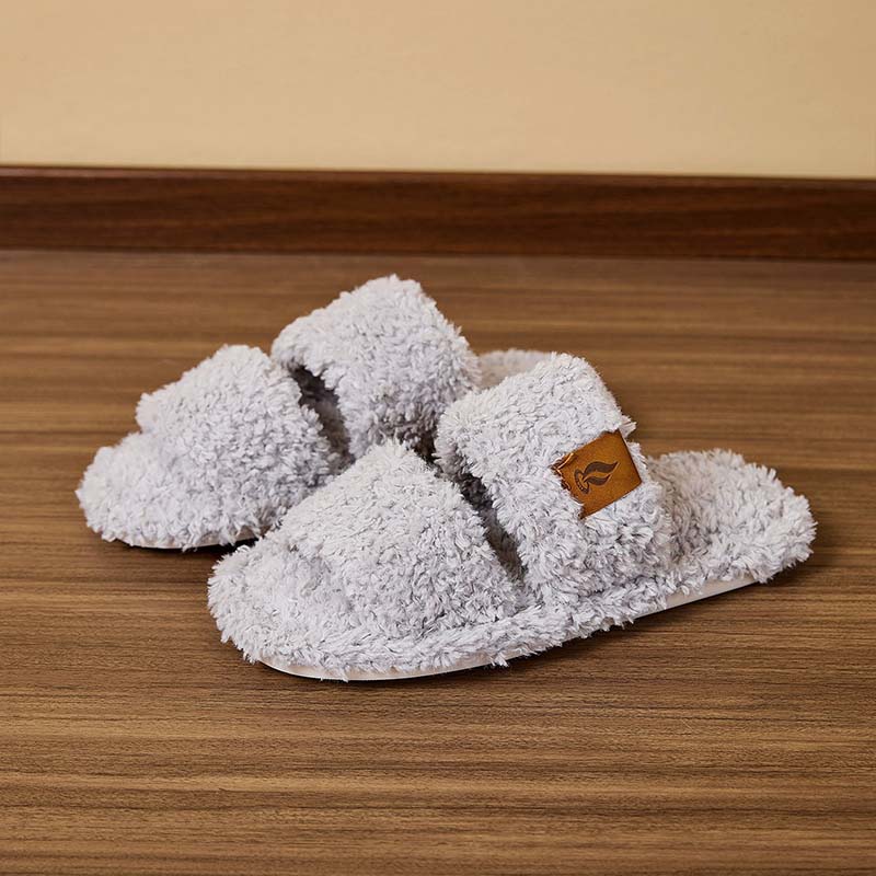 Solid Color Plush Men's Slippers With Sandal Style