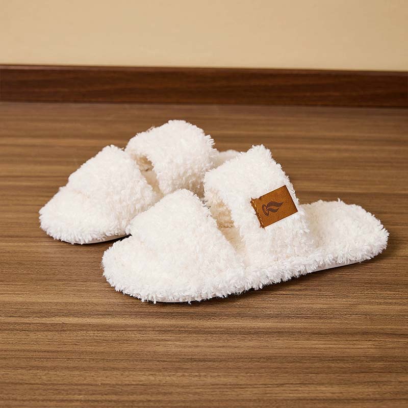 Pure Color Plush Women's Slippers With Sandal Style