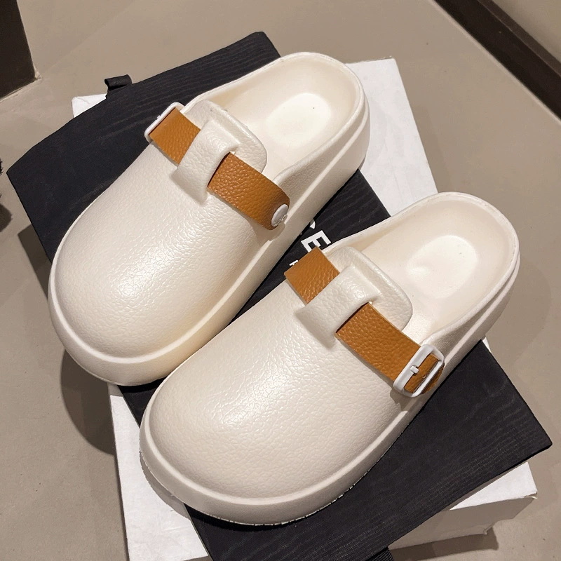 Overall EVA Summer New Women's Cool Wooden Clogs Beach Slippers Thick Bottom Non Slip House Slippers Garden