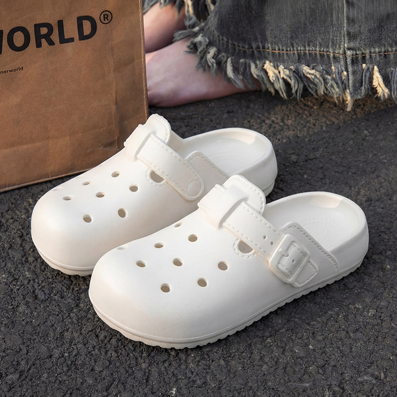 Summer New Women's Cool Wooden Clogs Beach Slippers Thick Bottom Non Slip House Slippers Garden Sandals