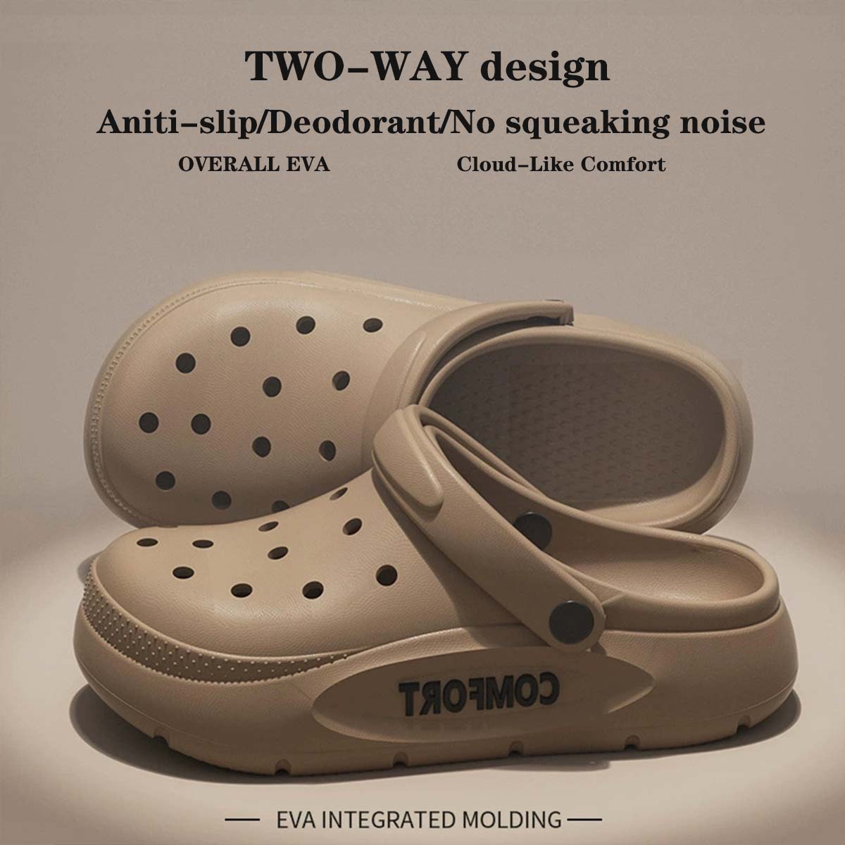 Summer New Men's Cool Wooden Clogs Beach Slippers Thick Bottom Non Slip Home Slippers Garden Sandals