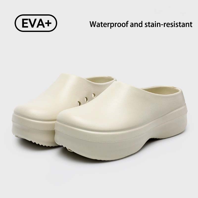 Waterproof Summer New Women's Cool Wooden Clogs Beach Slippers Thick Bottom Non Slip House Slippers Garden Sandals
