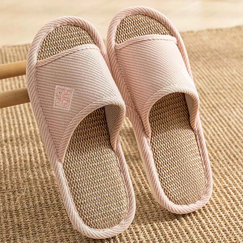 OEM Spring Slides Slipper Cotton Fabric Upper With Linen Inner Fur Women Slippers