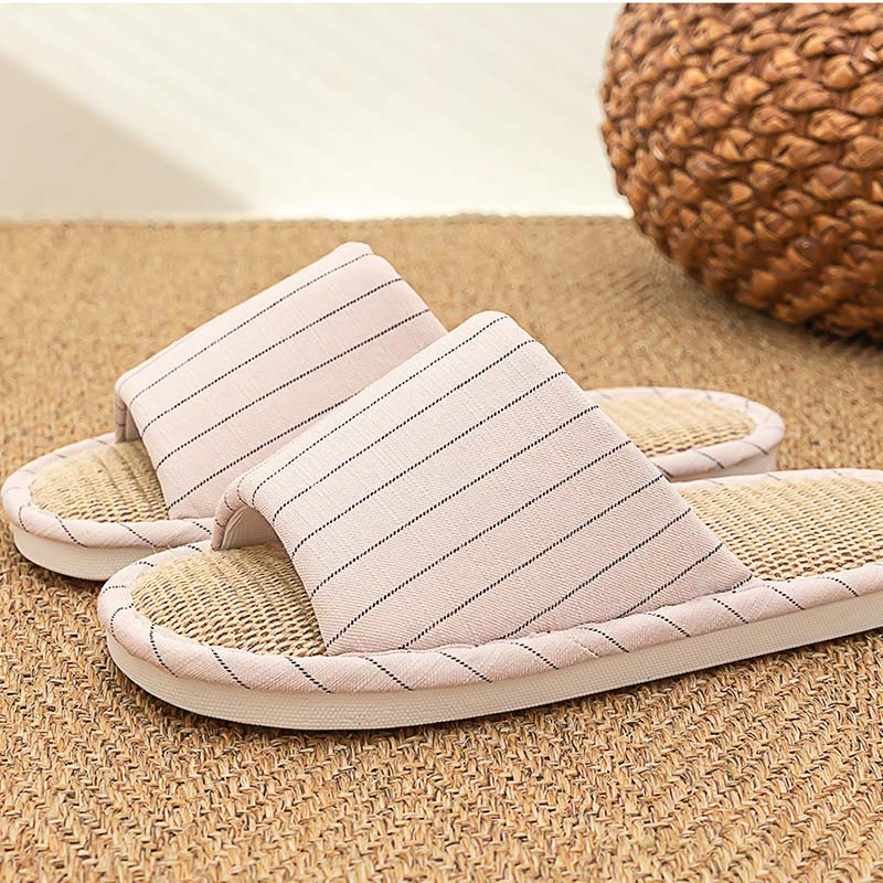 Open Toe Cotton Upper House Slippers Soft Linen Sole Women Spring Slides Slipper