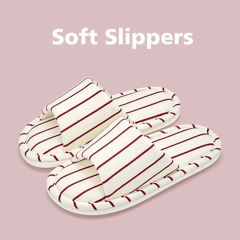 New Women Soft House Spring Slides Slipper Cotton Fabric Upper With Linen Inner