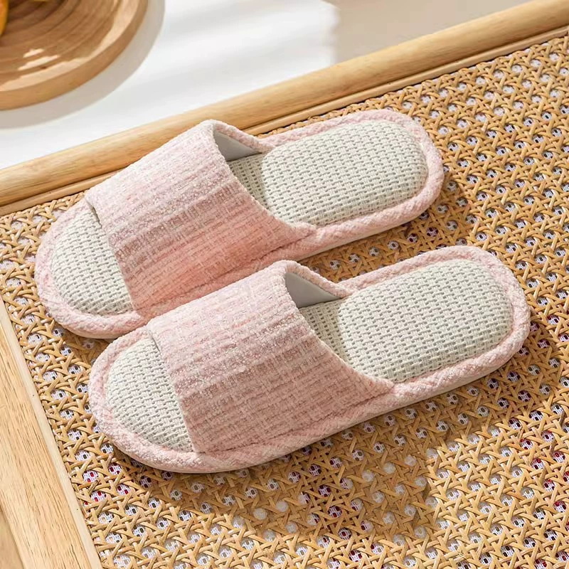 Open Toe Cotton Upper House Slippers Soft Linen Sole Women Spring Slides Slipper For Home indoor Floor