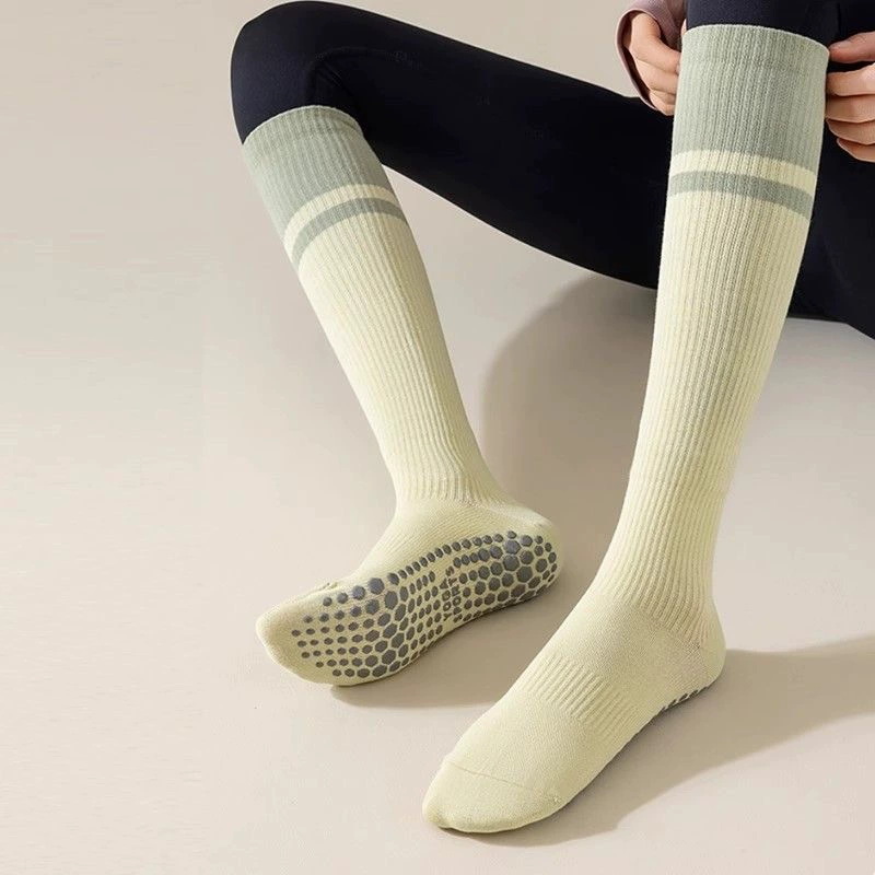 Summer Thin Anti-Slip Mid-Calf Yoga Socks with Professional Compression for Calves Pilates Jump Rope Running and Sports Fitness
