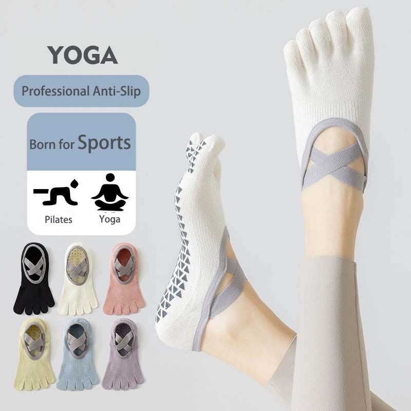 Women's Five-Toe Yoga Socks Ankle Socks Thin Summer Non-Slip Socks for Dance Pilates Sports