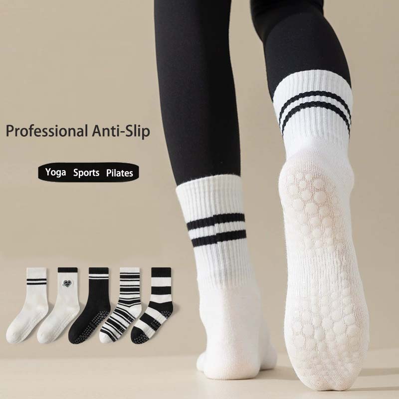 Girls Mid-Calf Socks Non-Slip Ankle Yoga Socks Breathable Pilates Supportive Fit Leg In Gym
