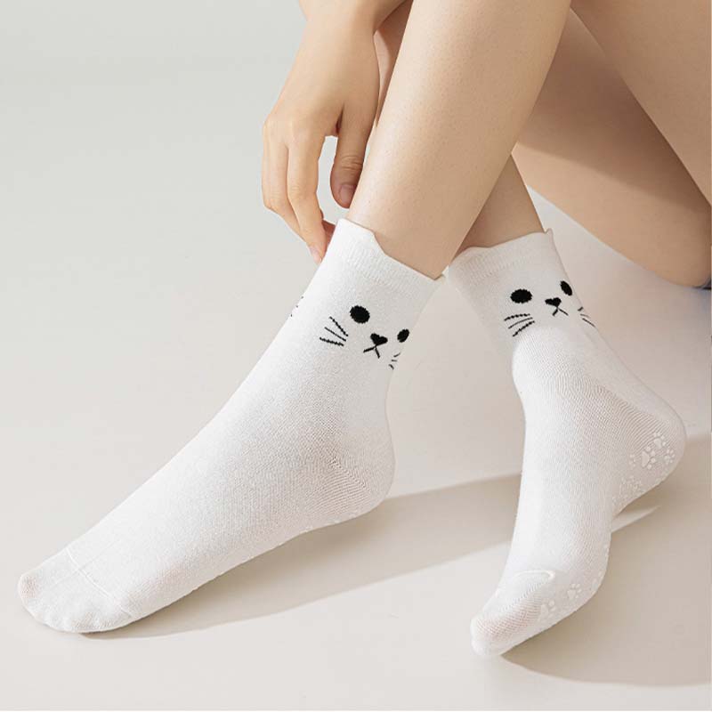 Girls Mew Socks Non-Slip Ankle Yoga Socks Breathable Pilates Supportive Fit Leg In Gym
